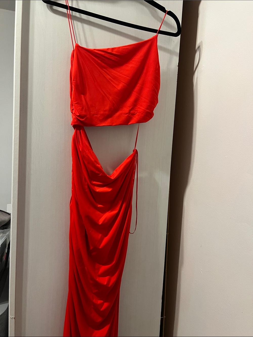 Zara Red Backless Draped Cutout Evening Dress - Picture 5 of 6